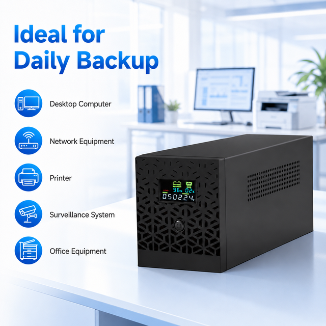 Reliable 1200VA Line Interactive UPS Backup Power Supply Built in Battery Desktop Office Computer with LED Display USB WiFi