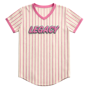 Camiseta de Malla Rosa y Verde para Mujer, Estilo Jersey de Béisbol, Colegio, Hermandad Griega, Marca Ivory Legacy - Product Image 3