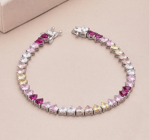 Luxurious Colorful Romantic Heart Shape Lover <b>Bracelet</b> Moissanite Diamond Sapphire Floral <b>Bracelet</b> in White Gold - Product Image 3