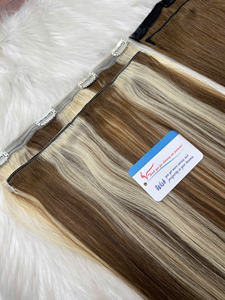 Extensions de cheveux à clips super soyeuses, toutes les couleurs, de qualité supérieure, fabriquées à partir de cheveux vierges vietnamiens, sans perte ni nœuds - Product Image 1