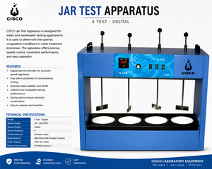 Appareil numérique de test de coagulation pour eau et eaux usées à 4 flacons en verre et plastique, agitateur et analyseur de laboratoire CISCO - Product Image 3