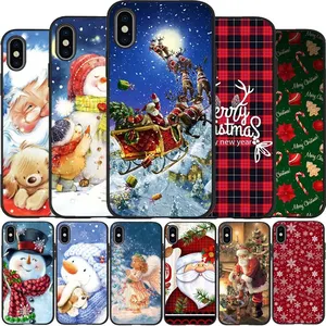 Casing Ponsel Silikon Lembut Manusia Salju Hadiah Natal Santa Rusa Cetak Kustom untuk iPhone 14 Pro Max 13 12 11 X Xr Xs 7 8