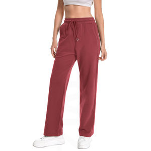 Pantalons de survêtement évasés tendance, de haute qualité, avec cordon de serrage à la taille, couleur unie, pour femmes - Product Image 1