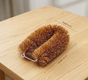 Cepillo de cocina de fibra de coco larga con mango de madera, estropajo ecológico, cepillo de limpieza que no raya para utensilios de cocina - Product Image 2