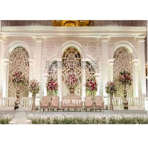 Décoration de scène musulmane Walima Mehraab Réception de mariage arabe Scène de nuit Décoration de scène de mariage asiatique glamour - Product Image 2