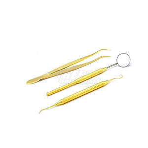 Ensemble d'instruments dentaires manuels en acier inoxydable plaqué or de qualité supérieure, certifié CE, vente en gros, nouveauté 2025 - Product Image 2