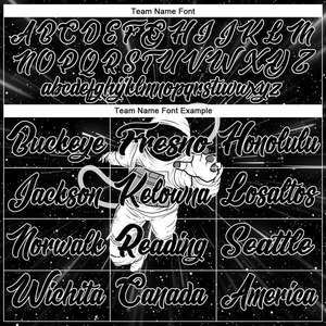 Custom Black Black-White <b>3D</b> Pattern <b>Design</b> Astronaut Authentic Baseball Jersey - Product Image 5