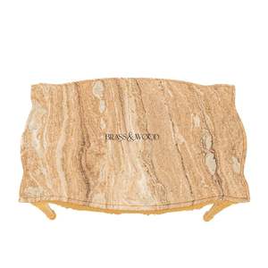 Mesa de Centro Rectangular de Lujo con Tapa de Mármol Ónix Color Miel y Marco de Madera Tallado a Mano en Oro Antiguo para Interiores Clásicos - Product Image 3