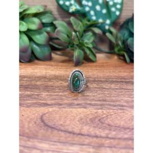 Bague en argent sterling plaqué or rose avec turquoise Navajo, sertie de diamants ovales taille 7.25, élégante en acier inoxydable, cadeau idéal - Product Image 1