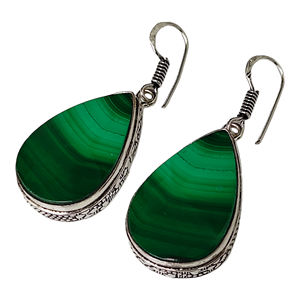 Joyería de moda para mujer, pendientes de lágrima de malaquita Natural, pendientes de gota chapados en plata, gran oferta para fiestas - Product Image 2