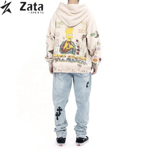 เสื้อฮู้ดผู้ชายผ้าโพลีเอสเตอร์/ ผ้าฝ้ายพิมพ์ลายดิจิตอล DTG สไตล์สตรีทฤดูหนาวย้อนยุคน้ำหนักมาก - Product Image 2