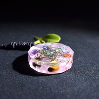 7 Chakra Orgonite Rose Quartz cristal pendentif collier Sri Yantra géométrie sacrée Orgone-EMF Protection Chakra guérison Orgone