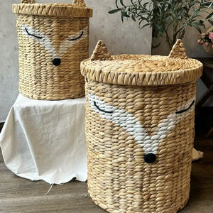 ตะกร้าผักตบชวาธรรมชาติทำมือ2ชุด - Product Image 5