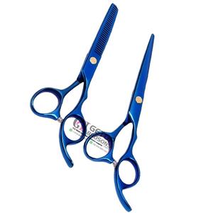 กรรไกรซอยผมคุณภาพสูง สีน้ำเงินพลาสม่า ดีไซน์ทันสมัย ด้ามเซรามิกสำหรับคนถนัดขวา ใบมีดสแตนเลส รับทำโลโก้ตามสั่ง สำหรับร้านเสริมสวย - Product Image 2