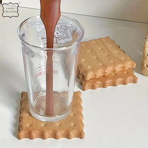 จานรองแก้วไม้ธรรมชาติสำหรับใช้ในบ้านสำนักงานร้านอาหารแผ่นรองแก้วทำด้วยมือดีไซน์คลาสสิกเรียบง่าย100% - Product Image 3