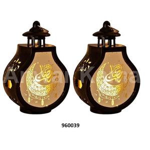 Lanterne chauffe-plat en métal et en verre bleu pour l'article de décoration à la maison - Product Image 4