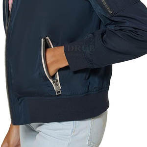 Chaqueta Bomber elegante para mujer con cremallera suave y forro chaqueta Bomber de moda urbana para mujer - Product Image 6