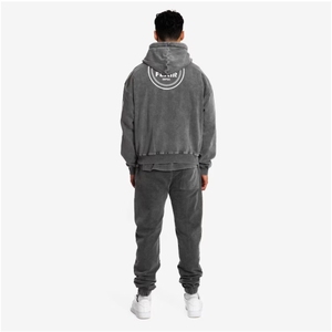 เสื้อมีฮู้ดขนาดใหญ่พิเศษสำหรับฤดูหนาวผ้าคอตตอนปักลายสไตล์วินเทจฟอกสีด้วยหิน500gsm - Product Image 2