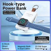 Chargeur sans fil multifonction portable pour montre, batterie externe porte-clés 5000 mAh, mini câble Type-C technologie GaN