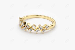 Baguette de oro de 14k para boda, banda de diamante cultivado en laboratorio, Media eternidad, apilable, 10k, 14k, 18k, fabricante de banda de oro sólido - Product Image 4