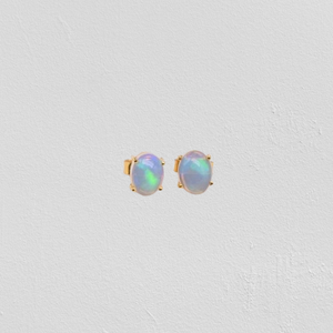 925 Solid Sterling Silver Handmade Unisex Fashion Opal Gemstone Stud <b>Earrings</b> Gold Plated Anniversary Jewelry - Product Image 1