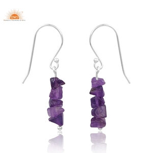 Best Quality Sterling Silver Natural Amethyst Gemstone <b>Dangle</b> <b>Earring</b> For Women Party Wear <b>Earring</b> Custom Jewelry Manufacturer - Product Image 3