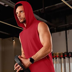 Venta al por mayor logotipo personalizado deporte gimnasio con capucha chaleco atlético para hombre sin mangas con capucha niños diseño ligero tela transpirable - Product Image 3