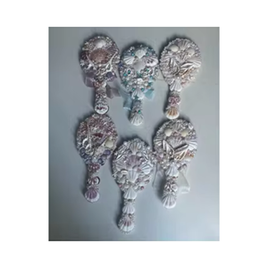 Seashell mirror <b>square</b> <b>frame</b> with green abalone fragments on MDF for bathroom makeover decor, produced in Vietnam - Product Image 6