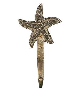 Crochet mural en forme d'étoile de mer en laiton antique décoratif |   Crochet à vêtements multifonctionnel et écologique pour la maison et le bureau - Product Image 1