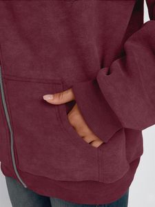 OEM Fabrication pour femmes pulls à capuche décontracté plaine basique sweat avec capuche couleur unie surdimensionné à manches longues sweats à capuche - Product Image 4