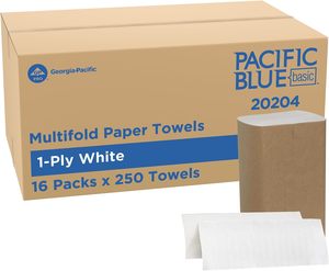 Serviettes en papier pliées Pacific Blue Basic, blanches, 9,2" x 9,4", 250 serviettes/paquet, 16 paquets/caisse (20204) - Product Image 2