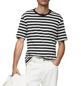 T-shirt Ringer pour homme en coton 100% coupe classique, tricot de haute qualité, col rond, respirant, séchage rapide, 150g, streetwear décontracté, essentiel - Product Image 1