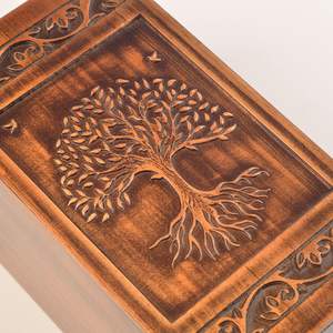 Handmade Wooden Engraved Urn for Human Ashes 250lbs Adult Male Female Satin Bag Tree of Life Cremation Urns Pet Dog Cat Box - Product Image 3