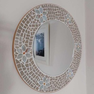 Marco de espejo de mosaico de pared redondo de nácar barroco moderno de Venta caliente para baño para decoración del hogar y decoración del hogar - Product Image 5