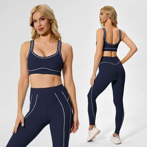 Logo personnalisé femmes séchage rapide vêtements d'entraînement sport soutien-gorge leggings 2 pièces costume Gym Fitness ensembles Yoga ensemble pour les femmes - Product Image 4