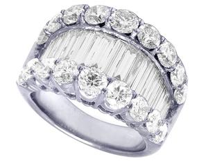 925 Sterling Silver <b>Iced</b> Out Baguette & Round Moissanite Diamond Men's Hip Hop <b>Ring</b> For Women Fashion Jewelry - Product Image 2