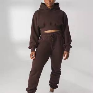 Ensemble de vêtements pour femmes : Sweat-shirt polaire à col rond 100 % coton, bords bruts, grandes tailles, collection hiver, vente en gros - Product Image 6