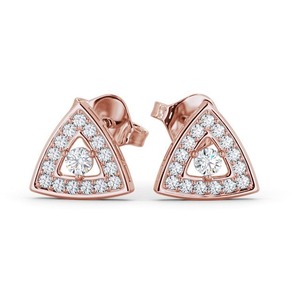 Pendientes finos blancos de 18 quilates, pendientes de tuerca de diamante cultivado en laboratorio de corte redondo para mujer, pendientes superventas en forma de triángulo - Product Image 5