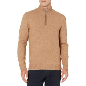 Pull d'hiver 100% coton à fermeture éclair pour hommes, tricots respirants à col montant, approvisionnement ODM personnalisé - Product Image 2