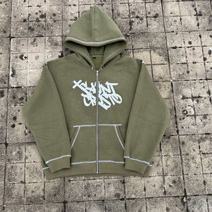 Chándal a rayas con logotipo personalizado para hombre, conjunto de pantalones de chándal personalizados con capucha y cremallera y diseño bordado, ropa deportiva informal de invierno - Product Image 5