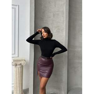 Jupe en cuir pour femme, longueur genou, produit en gros - Product Image 3