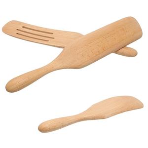 Juego de 3 espátulas de madera de haya personalizadas - Espátula ranurada y sólida de 13 pulgadas, espátula para cortar de 10 pulgadas - Utensilios de madera natural de primera calidad - Product Image 1