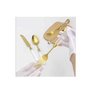 ชุดช้อนส้อมสเตนเลสมีดพร้อมที่จับเรซินช้อนเหล็กมิเรอร์ดีไซน์ใหม่สำหรับใช้ในอาหารค่ำ - Product Image 6