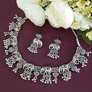 Fabricant de bijoux indien Antique Boho oxydé collier ras du cou pour femmes filles bijoux de mode ton argent bijoux bohème - Product Image 2
