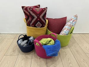 Panier de rangement coloré, parfait pour la lessive, l'organisation de la maison, les jouets, les essentiels et l'usage domestique décoratif, vente en gros en provenance d'Inde - Product Image 6