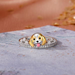 Jeulia Petland Cute Beagle Double Row <b>Ring</b>-<b>Adjustable</b> Gold Plated Vintage Style for Women - Product Image 5