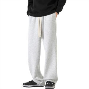 Pantalons de jogging pour hommes, coupe ample, jambe droite, décontractés, lavés, avec poche, bas ouvert - Product Image 2