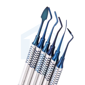 Juego de relleno de compuesto dental, instrumentos manuales de 6 piezas, acero inoxidable recubierto de titanio azul y dorado para uso profesional - Product Image 5