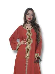 Robe Abaya Kaftan longue à manches longues, simple et modeste, en velours importé, ornée de cristaux et de perles, pour les occasions de l'Aïd - Product Image 4