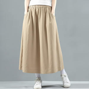 Jupe mi-longue décontractée pour femme, coupe ample, taille élastique, lavable, en spandex/polyester - Product Image 3